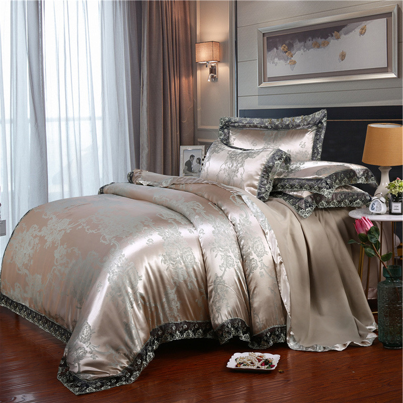 Linen Duvet Cover - Europejski Klasyczny Luksusowy 4-częściowy Zestaw Pościeli